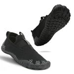 Impakto Barefoot Rooted Comfortable Big Toe Box Gym, Cross Training,Running, Walking Shoes for Men Black, 9 UK