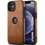 TheGiftKart Genuine Leather Finish Back Cover Case for iPhone 12/12 Pro | Shockproof Design | Camera & Screen Protection | Stunning Minimalist Design Back Case (Brown)