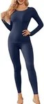 Ekouaer Womens Thermal Underwear Sets Long Johns Long Sleeve Base Layer Pajama Top and Leggings Set Cold Weather Blue S