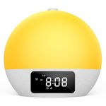 Wake-up Light, Sunrise/Sunset Alarm Clock, 9Min Snooze, Bedroom Night Lamp, 25 Soothing Sounds with 16 Volumes, Weekday/Weekend Dual Alarms, Child/Adult Alarm, Adjustable BT Party/Gathering Lamp