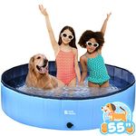 BELLOCHIDDO Foldable Dog Pool - Hard Plastic Pool for Dogs and Kids, Non-slippery Dog Swimming Pool with PP Boards, Kiddie Pool for Dogs, Indoor&Outdoor Pet Bathing Tub with Water Drainage (55.1"x12")