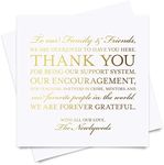 Bliss Collections Wedding Reception Thank You Cards, Pack of 50 REAL GOLD Foil Cards, Great Addition to Your Table Centerpiece, Place Setting, Wedding Decorations, Each Card is 5x5, Made in the USA