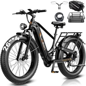 Jasion Thunder Pro Electric Bike,2000W Peak Ebikes for Adults,26''Fat Tire Best Ebike for Men,90 Miles with 1040Wh Removable Battery,35+MPH Max Speed Bicycles,500LB Capacity