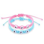 CERSLIMO Best Friend Bracelets - Bff Bracelets for 2 Girls, Simple Woven Handmade Braided Macrame Bracelet | Matching Best Friend Bracelets for 2 Girls Kids Pink & Blue Cute Jewellery Gifts for Women