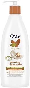 Dove Body Love Glowing with Shea Butter moisturizing Body Lotion for silky, smooth, glowing skin with restoring ceramide serum 400 ml