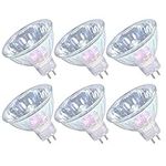 4000 Hours Lifetime MR16 Halogen Bulbs 50W 12V GU5.3 Spotlight 36° Warm White Dimmable Bin-Pin Base Track Light Bulbs MR16 Bulbs with Clear Glass Cover 6 Pack