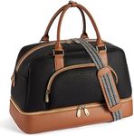 BOSTANTEN Weekender Bags for Women Leather Travel Duffle Bag Carry On Large Tote Duffel with Shoe Compartment and Trolley Sleeve