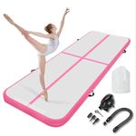 Inflatable Gymnastics Mat Tumble Track Gym Floor Mat 3M 4M 5M 6M Air Tumbling Training Track Thick 10cm with Electric Pump for Gymnastics Home Kids Tumble Training/Yoga/Water/Pilates (Pink, 3m/10ft)