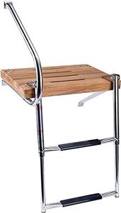 Amarine Made Boat Out-Board Swim Teak Platform with 2-Steps Stainless Ladder