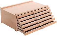 U.S. Art Supply 6-Drawer Artist Wood Pastel, Pen, Marker Storage Box - Elm Hardwood Construction, 5 Compartments per Drawer - Ideal for Pastels, Pens, Pencils, Charcoal, Blending Tools, and More