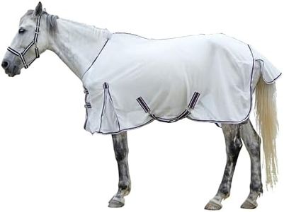 LEAFOREST Horse Fly Sheets for Horses - Breathable Mesh High Airflow Summer Standard Neck UV Protection Sheet White, 84IN