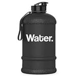 Water. 1.3L Bottle 1.3 Litre BPA Free, Leak Proof Big Bottle with Flip Cap Ideal for Adults, Gym, Extra Strong Large Sports Bottle Container Jug (Matte Black)