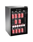 Royal Sovereign 4.5 Cu. ft. Beverage & Bar Cooler, Holds 110 Cans & 4 Bottles, Tempered Glass Door with Blue LED Light, Black/Stainless Steel (RMF-BC128SS)