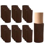 24 PCS Furniture Leg Knitted Protector - Chair Leg Floor Protectors for Avoid Scratches, Furniture Leg Socks for Moving Easily and Reduce Noise, Brown