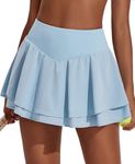 PINSPARK Womens Pleated Tennis Skirts with 3 Pockets High Waisted Athletic Golf Skorts Skirts Breathable Cute, Blue Medium