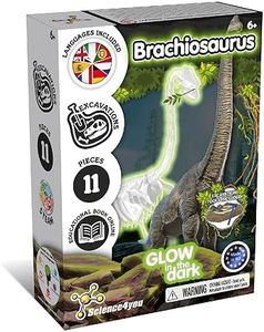 Science4you Brachiosaurus Fossil Digging Kit for Kids - Excavate and Assemble 11 Pieces Dinosaur Fossil, Glow-in-The-Dark Excavation Dig Kit, Games, Dinosaur Toys for Girls and Boys 6+ Years Old