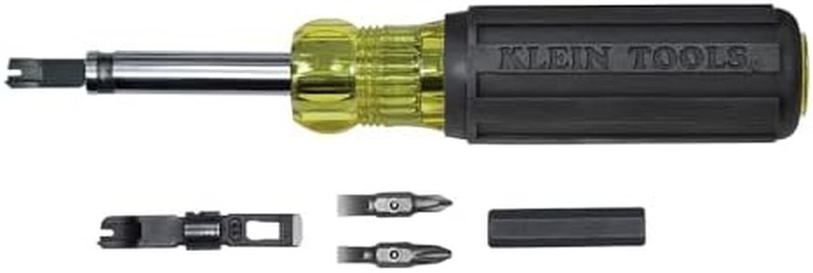 Klein Tools VDV001-081 Multi-Bit Screwdriver, Punchdown Screwdriver Bayoneted-Style Multi-Tool with Heavy-Duty Blade Barrel for Bit Storage