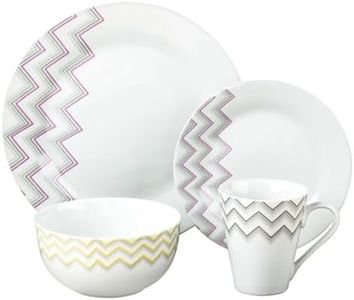 PREMIUS 16 Piece Striped Ceramic Dinner Set, Heat Resistant Porcelain