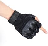 GCSIOM Motorcycle Fingerless Gloves Breathable, Non-Slip, Impact Resistant, Suitable for Outdoor Cycling, Motorcycle Riding, Rock Climbing, Hiking and Hunting (Black, Large)