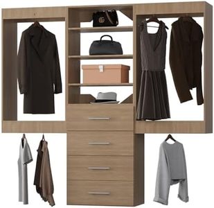 MODCART Modular Closet, 96" Wide Organizer with Hanging and Drawers, Wood Tower for Walk-In Closets, Wall-Mounted Organizer Kit
