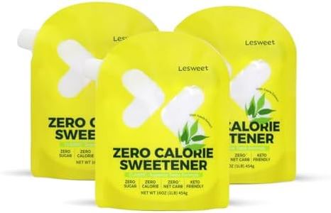 Lesweet Zero Calorie Sweetener, Erythritol Sweetener, Granulated Sugar Substitute, with Stevia Exract, Keto Friendly, No Aftertaste, 16 oz (Pack of 3)