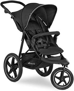 Hauck Runner 2 Compact Foldable Tricycle Jogger Buggy Stroller Pushchair with Height-Adjustable Handle, Large Pneumatic Wheels, & UPF 50 Canopy, Black