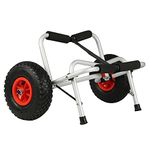 Holdfiturn 100Kg Foldable Kayak Trolley Cart Carrier Pneumatic Tyres Canoe Boat Transport Board Foldable Strap Aluminum Boat Trailer Canoe Trolley Transport Trolley Surf Trolley