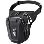 Rolgno Drop Leg Bag, [Expandable Storage] Motorcycle Leg Bag, EVA Hardshell Durable Hiking Waist Pack, Reflective Strip & Adjustable Strap, Hip Pouch for Men Women Cycling Running Traveling
