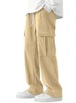 IndoPrimo Men Cargo || Men Cargo Pants || Men Cargo Pants Corduroy || Cargos for Men || Men Cargo Trouser (in, Alpha, M, Regular, Cream)