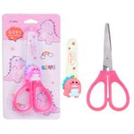 FunBlast Dino Stainless Steel Craft Scissor- Cute Kawaii Scissor with Safety Cover, Paper cutting scissors for art and craft work, Craft Scissors, Ideal for Scrapbooking, Paper Cutting, DIY (Pink)