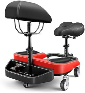 Kneeling Sitting Creeper with Chest Support, Rolling Knee Pads with Adjustable Seat & Tool Tray, 3-Inch Multi-Terrain Casters & Anti-Flip Protection for Tile Flooring, Auto Repair & Gardening