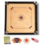 SBJT Superior Matte Finish Practice Carrom Board for Serious Professional Practice with Coins Striker and Powder Beige ABC (32 INCH A1)