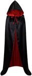 VGLOOK Unisex Christmas Halloween Witch Party Reversible Hooded Adult Vampires Cape Cloak (Black/red)