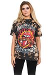 Rolling Stones The T Shirt Tattoo Flames Logo Official Dip Dye Grey Unisex XXL