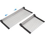 ARAINY Roll up Dish Drying Rack Over The Sink Kitchen Roll up Sink Drying Rack Portable Dish Rack Dish Drainer (12.79’’X21.25’’)