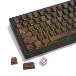 XVX PBT Keycaps - Side Print Keycaps, Shine Through Custom Key caps 75 Percent, Retro Keycap Set Dye Sub & Double Shot, 136 Keys Cherry Profile Keyboard Keycap for Mechanical Keyboard, Walnut Textures