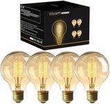 Woowtt Vintage Edison Light Bulbs, Dimmable Screw Edison Bulb Globe Bulbs Retro Spiral Lamp Warm Light 40w G80 E27 220V-4Pack