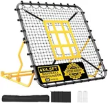 Baseball Rebounder Net 4x4.5FT Pitch Back Baseball Rebounder with Strike Zone & 9-Grid Target Adjustable Pitching Net for Grounders Batting Pitching Fielding Bounce Back Softball Volleyball Soccer Net