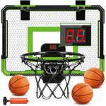 YIFUHH Indoor Mini Basketball Hoop for Kids and Adults - Over The Door Basketball Hoop with 3 Balls, Mini Hoop for Door Office Bedroom, Basketball Toys for Boys Girls Teens