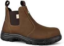 Tiger Men's Safety Boots Steel Toe CSA Lightweight Slip On Leather Work Boots 5925 (10.5 3E US Men, Light Brown)