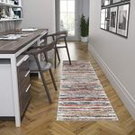Athena Brown 3x10 Runner Area Rug for Hallway, Walkway, Entryway, or Foyer - Contemporary, Stripe