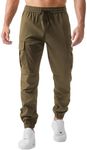 JMIERR Men's Brown Cargo Pants Stretchy Elastic Waist Drawstring Joggers Pants Casual Cargo Pants 2024 Tapered Sweatpants with Multi Pocket,US 40(2XL),Brown