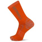 Merrell Men's and Women's Zoned Cushioned Wool Hiking Crew Socks-1 Pair Pack-Breathable Arch Support, Orange, Medium-Large