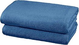 Amazon Basics 2 Bath towel for bathroom, Quick-Dry Absorbent Towels Set, 100% Cotton 2-Pack (70x140 cm), Lake Blue