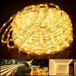 66ft 800 LED Rope Lights Outdoor, Connectable Warm White Strip Lights Plug in, String Lights Waterproof Decorative Lighting for Deck Patio Backyard Garden Pool Camping Room Indoor Decor