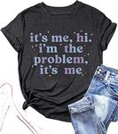 It's Me Hi I'm The Problem Shirt for Women Singer Fans Gift Tops Vintage Country Music T-Shirt Music Lovers Tee (M, Gray 2), Grey