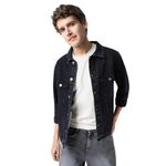 Urbano Fashion Men's Black Regular Fit Washed Full Sleeve Denim Jacket (jakt-denimball-black-s)