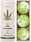 Organic Hemp Bath Bombs Gift Set 300mg Hemp CBS Infused with Refreshing Peppermint & Eucalyptus Essential Oils for Men & Women - Hemp Bubble Bath Fizzies Gifts for Mother's Birthday Christmas