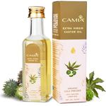 CAMIA Premium Cold Pressed Organic Castor Oil For Skin, Hair & Eyebrows | Rich in Vit E & free fatty acids | Hydrates & Nourishes skin | Promotes Hair Growth, Strengthens strands | 100 ML Glass Bottle