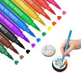 Food Coloring Pens Edible Markers 10Pcs Fine and Thick Tip Food Grade Gourmet Writers for DIY Fondant,Cakes, Cookies, Frosting, Easter Eggs Baking Decorating Painting Drawing Writing 10 Colors - Boxed